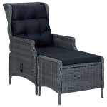 vidaXL Set mobilier exterior cu perne, 9 piese, gri închis, poliratan