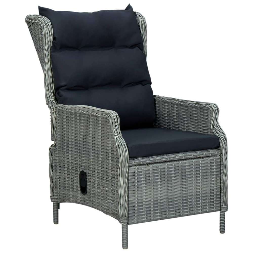 vidaXL Set mobilier exterior cu perne, 9 piese, gri deschis, poliratan