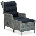 vidaXL Set mobilier exterior cu perne, 9 piese, gri deschis, poliratan