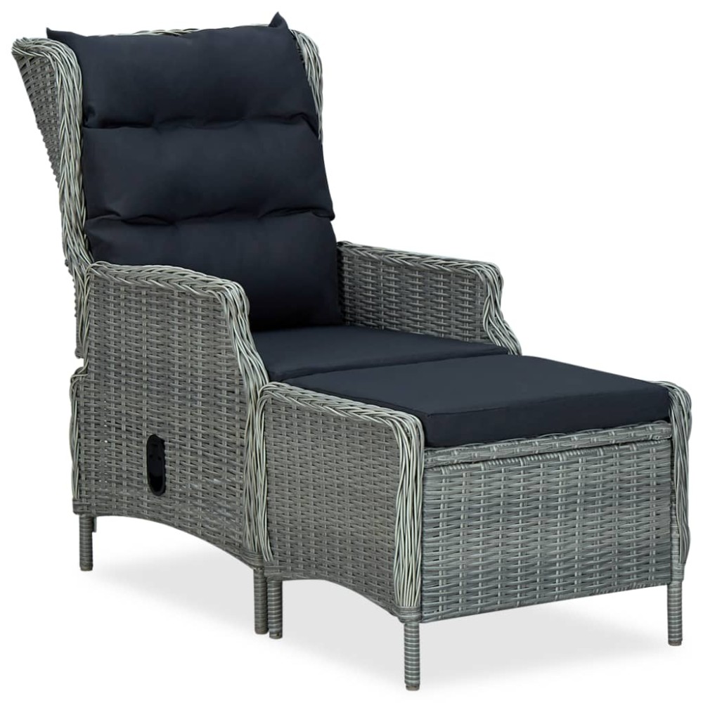 vidaXL Set mobilier exterior cu perne, 9 piese, gri deschis, poliratan