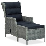 vidaXL Set mobilier exterior cu perne, 9 piese, gri deschis, poliratan