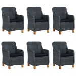vidaXL Set mobilier exterior cu perne, 7 piese, gri închis, poliratan