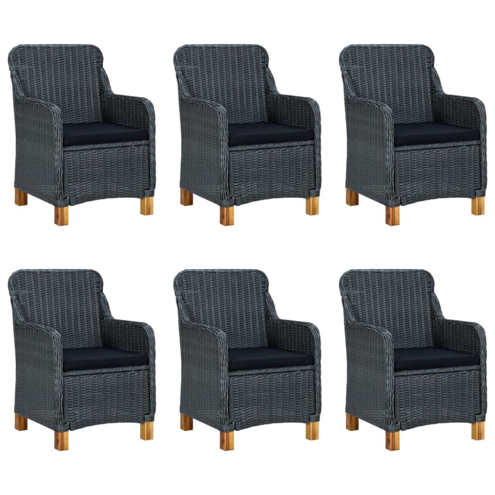 vidaXL Set mobilier exterior cu perne, 7 piese, gri închis, poliratan