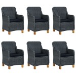 vidaXL Set mobilier exterior cu perne, 7 piese, gri închis, poliratan