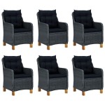 vidaXL Set mobilier exterior cu perne, 7 piese, gri închis, poliratan