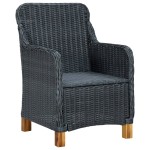 vidaXL Set mobilier exterior cu perne, 7 piese, gri închis, poliratan