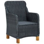 vidaXL Set mobilier exterior cu perne, 9 piese, gri închis, poliratan