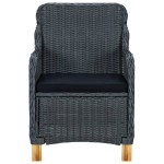vidaXL Set mobilier exterior cu perne, 9 piese, gri închis, poliratan