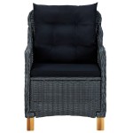 vidaXL Set mobilier exterior cu perne, 9 piese, gri închis, poliratan