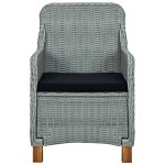 vidaXL Set mobilier exterior cu perne, 9 piese, gri deschis, poliratan