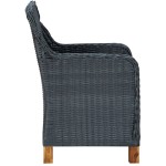 vidaXL Set mobilier grădină cu perne, 3 piese, gri închis, poliratan