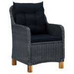 vidaXL Set mobilier grădină cu perne, 3 piese, gri închis, poliratan