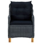 vidaXL Set mobilier grădină cu perne, 3 piese, gri închis, poliratan
