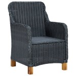 vidaXL Set mobilier grădină cu perne, 3 piese, gri închis, poliratan