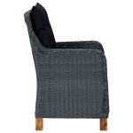 vidaXL Set mobilier grădină cu perne, 3 piese, gri închis, poliratan