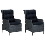 vidaXL Set mobilier exterior cu perne, 9 piese, gri închis, poliratan