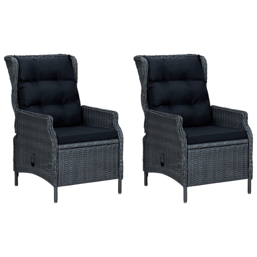 vidaXL Set mobilier exterior cu perne, 9 piese, gri închis, poliratan
