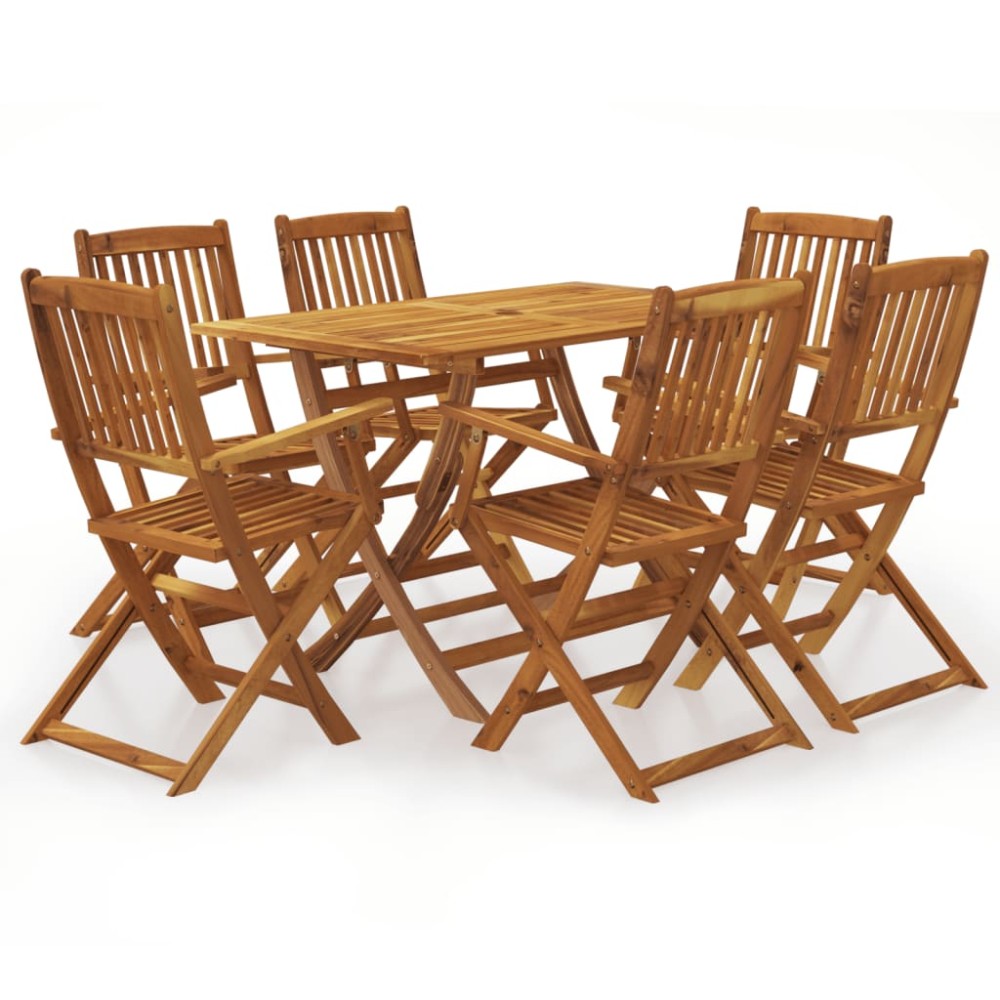 vidaXL Set mobilier de grădină pliabil, 7 piese, lemn masiv acacia