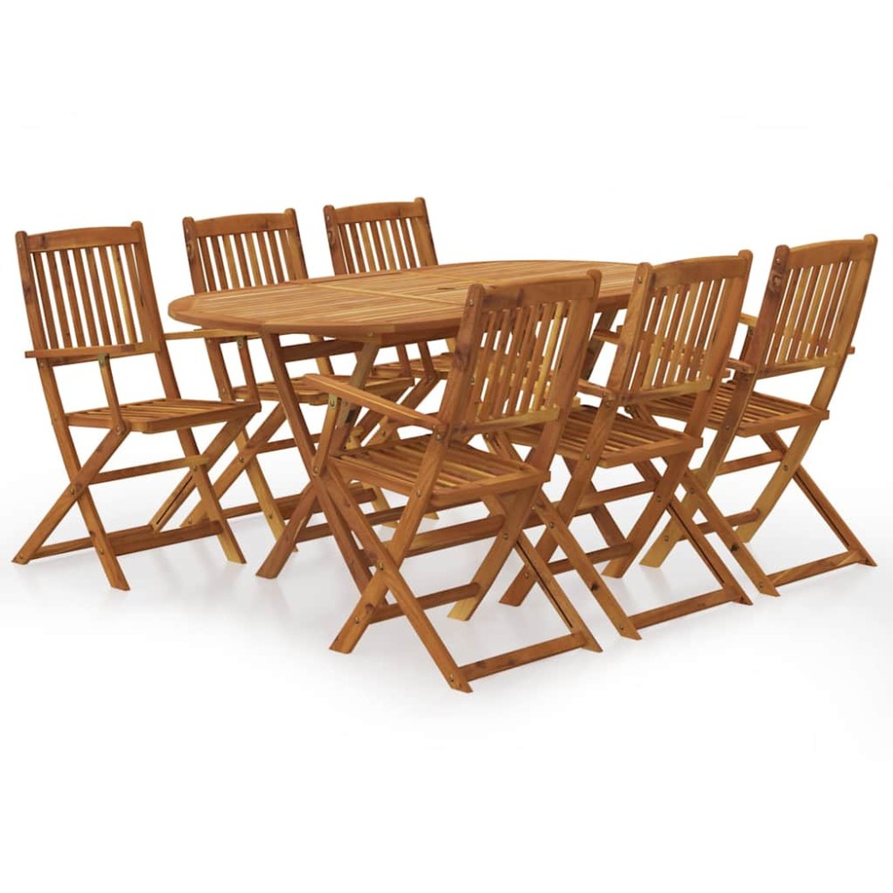 vidaXL Set mobilier de grădină pliabil, 7 piese, lemn masiv acacia