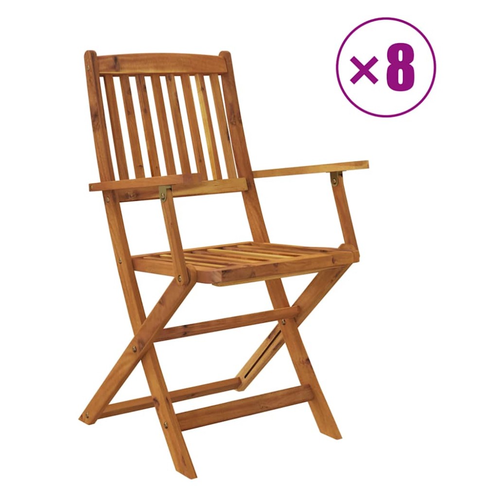 vidaXL Set mobilier de grădină pliabil, 9 piese, lemn masiv acacia
