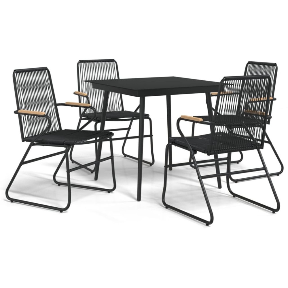vidaXL Set mobilier de grădină, 5 piese, negru, ratan PVC