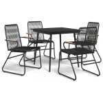 vidaXL Set mobilier de grădină, 5 piese, negru, ratan PVC