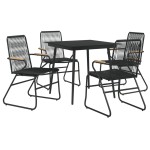 vidaXL Set mobilier de grădină, 5 piese, negru, ratan PVC