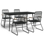 vidaXL Set mobilier de grădină, 5 piese, negru, ratan PVC