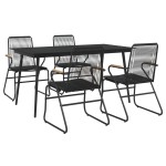 vidaXL Set mobilier de grădină, 5 piese, negru, ratan PVC