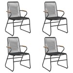 vidaXL Set mobilier de grădină, 5 piese, negru, ratan PVC
