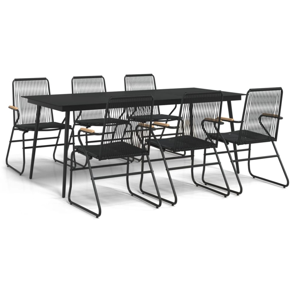 vidaXL Set mobilier de grădină, 7 piese, negru, ratan PVC