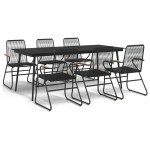 vidaXL Set mobilier de grădină, 7 piese, negru, ratan PVC