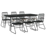 vidaXL Set mobilier de grădină, 7 piese, negru, ratan PVC