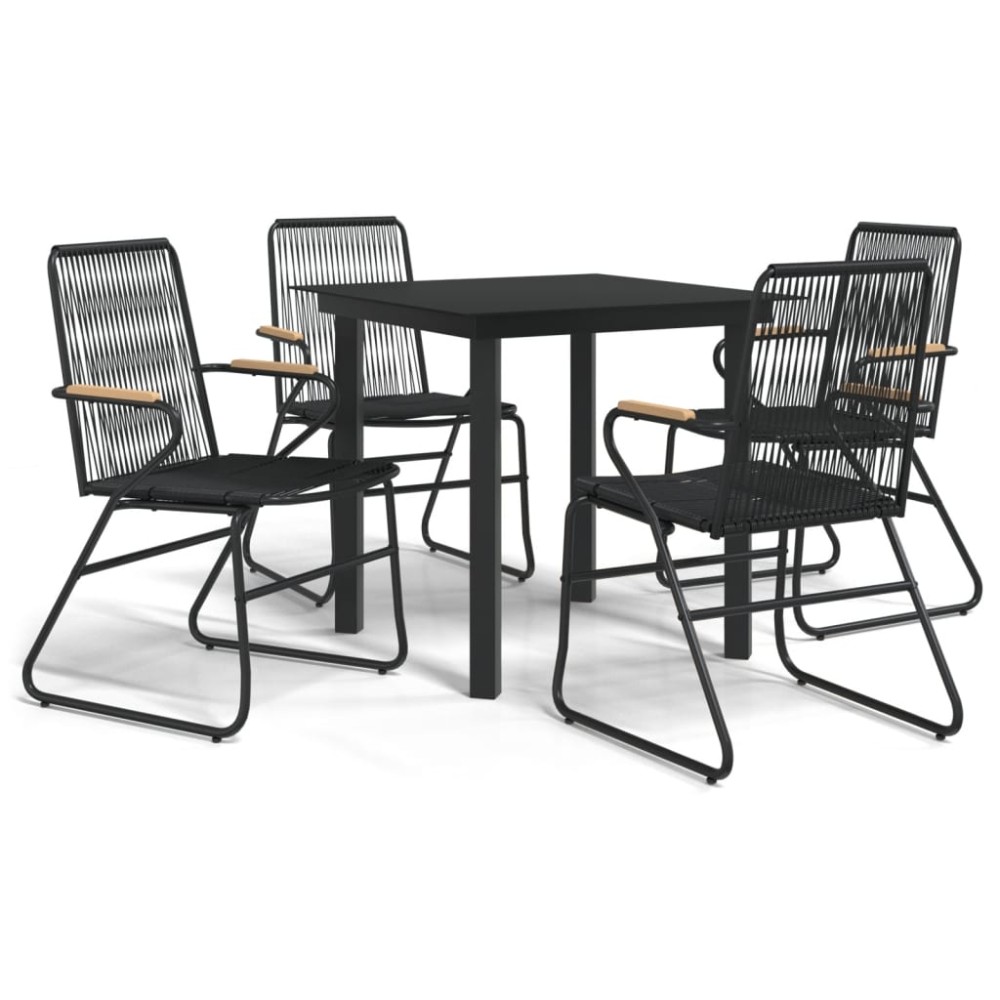vidaXL Set mobilier de grădină, 5 piese, negru, ratan PVC