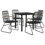 vidaXL Set mobilier de grădină, 5 piese, negru, ratan PVC