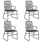 vidaXL Set mobilier de grădină, 5 piese, negru, ratan PVC