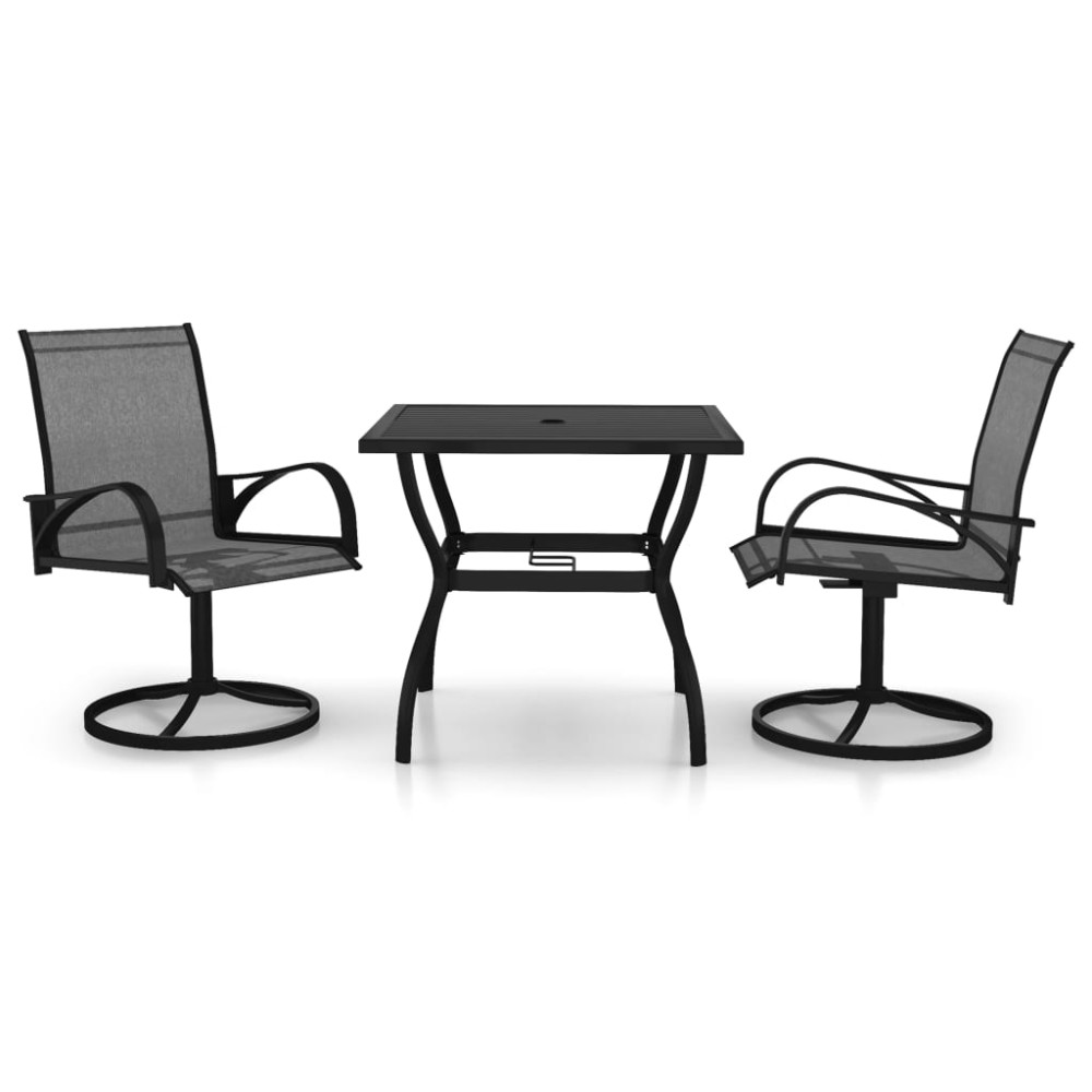 vidaXL Set mobilier de grădină, 3 piese, textilenă și oțel