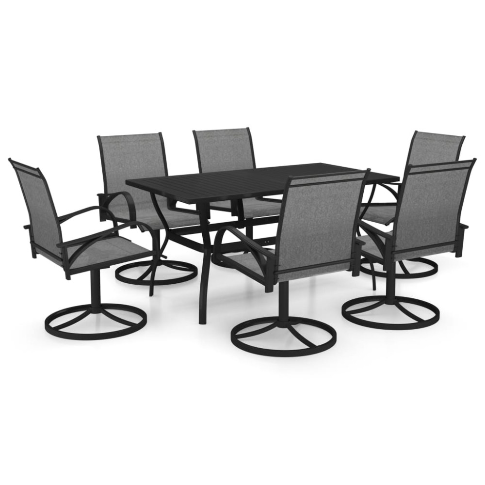 vidaXL Set mobilier de grădină, 7 piese, textilenă și oțel