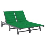 vidaXL Șezlong grădină cu perne, 2 persoane, gri, lemn masiv acacia vidaXL Șezlong grădină cu perne, 2 persoane, gri, lemn masiv acacia
