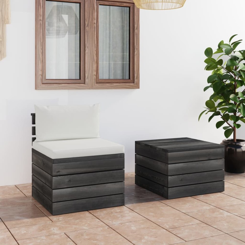 vidaXL Set mobilier grădină din paleți, 2 piese, cu perne, lemn de pin