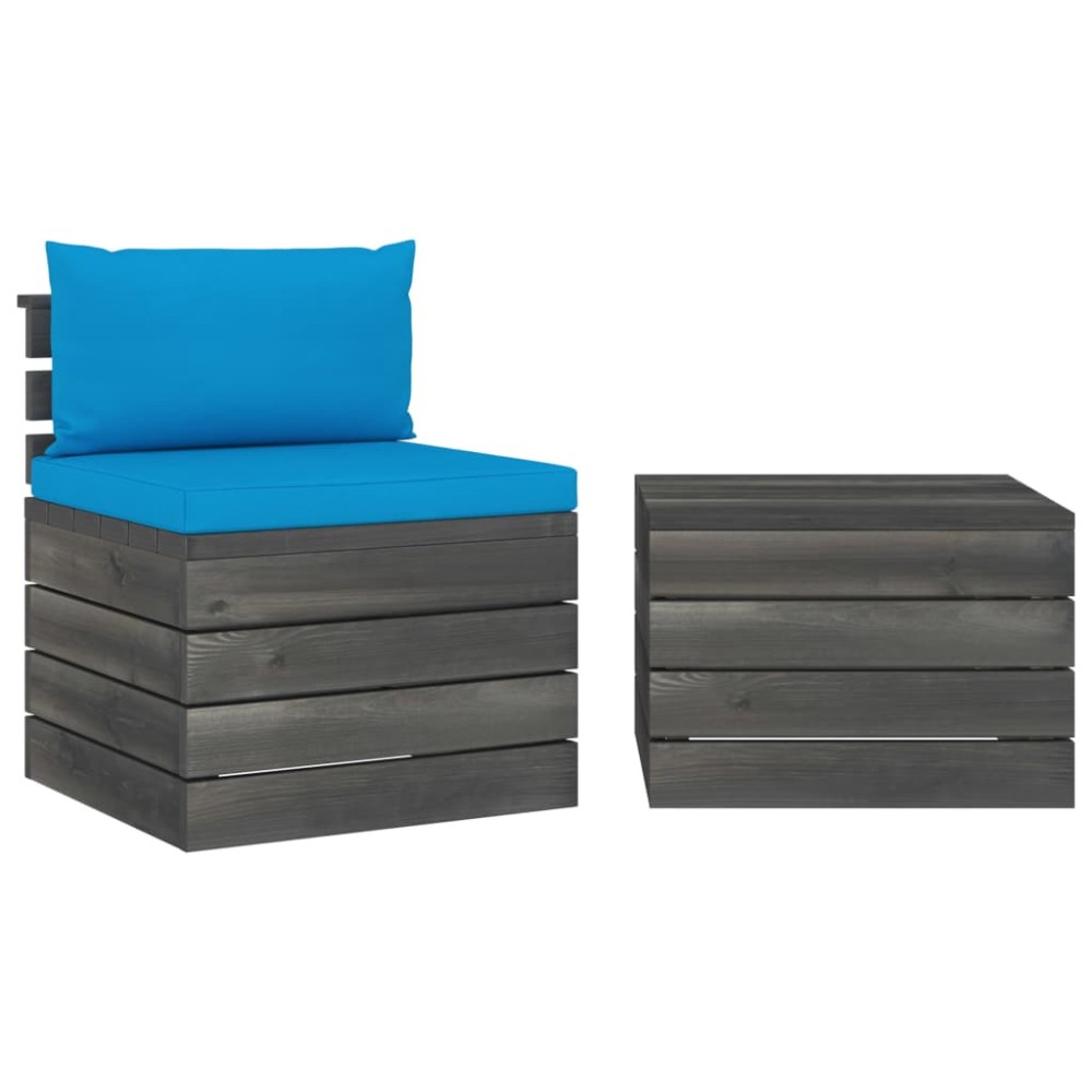 vidaXL Set mobilier grădină din paleți, 2 piese, cu perne, lemn de pin
