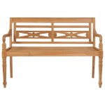 vidaXL Bancă Batavia cu pernă gri, 120 cm, lemn masiv tec vidaXL Bancă Batavia cu pernă gri, 120 cm, lemn masiv tec