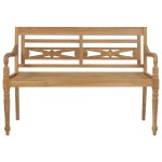 vidaXL Bancă Batavia cu pernă crem, 120 cm, lemn masiv tec vidaXL Bancă Batavia cu pernă crem, 120 cm, lemn masiv tec