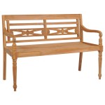 vidaXL Bancă Batavia cu pernă gri taupe, 120 cm, lemn masiv de tec vidaXL Bancă Batavia cu pernă gri taupe, 120 cm, lemn masiv de tec