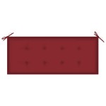 vidaXL Bancă Batavia cu pernă roșu vin, 120 cm, lemn masiv de tec