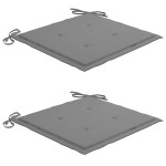 vidaXL Scaune de grădină cu perne gri, 2 buc., lemn masiv de tec