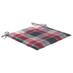 vidaXL Scaune grădină perne roșii model carouri, 2 buc. lemn masiv tec