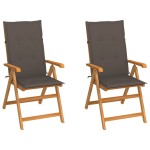vidaXL Scaune de grădină cu perne gri taupe, 2 buc., lemn masiv de tec vidaXL Scaune de grădină cu perne gri taupe, 2 buc., lemn masiv de tec