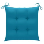 vidaXL Scaune de grădină, 2 buc., cu perne bleu, lemn masiv de tec