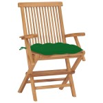 vidaXL Scaune grădină cu perne, 2 buc., verde, lemn masiv tec vidaXL Scaune grădină cu perne, 2 buc., verde, lemn masiv tec